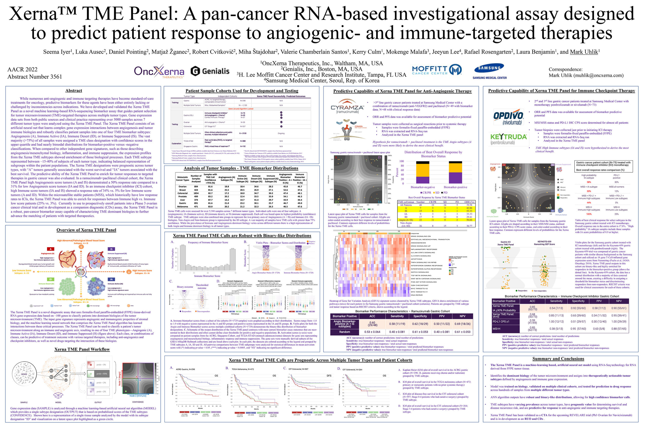 Genialis scientific poster banner: Xerna TME Panel: A pan-cancer RNA-based investigational assay designed to predict patient response to angiogenic- and immune-targeted therapies