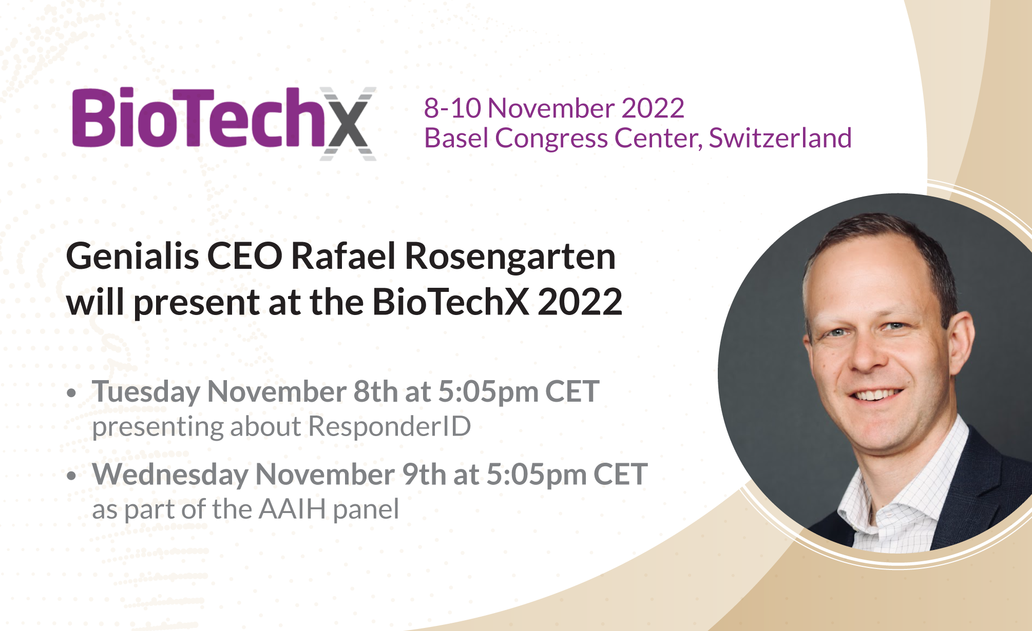 Genialis at BioTechX 2022 banner Rafael Rosengarten presentation announcement