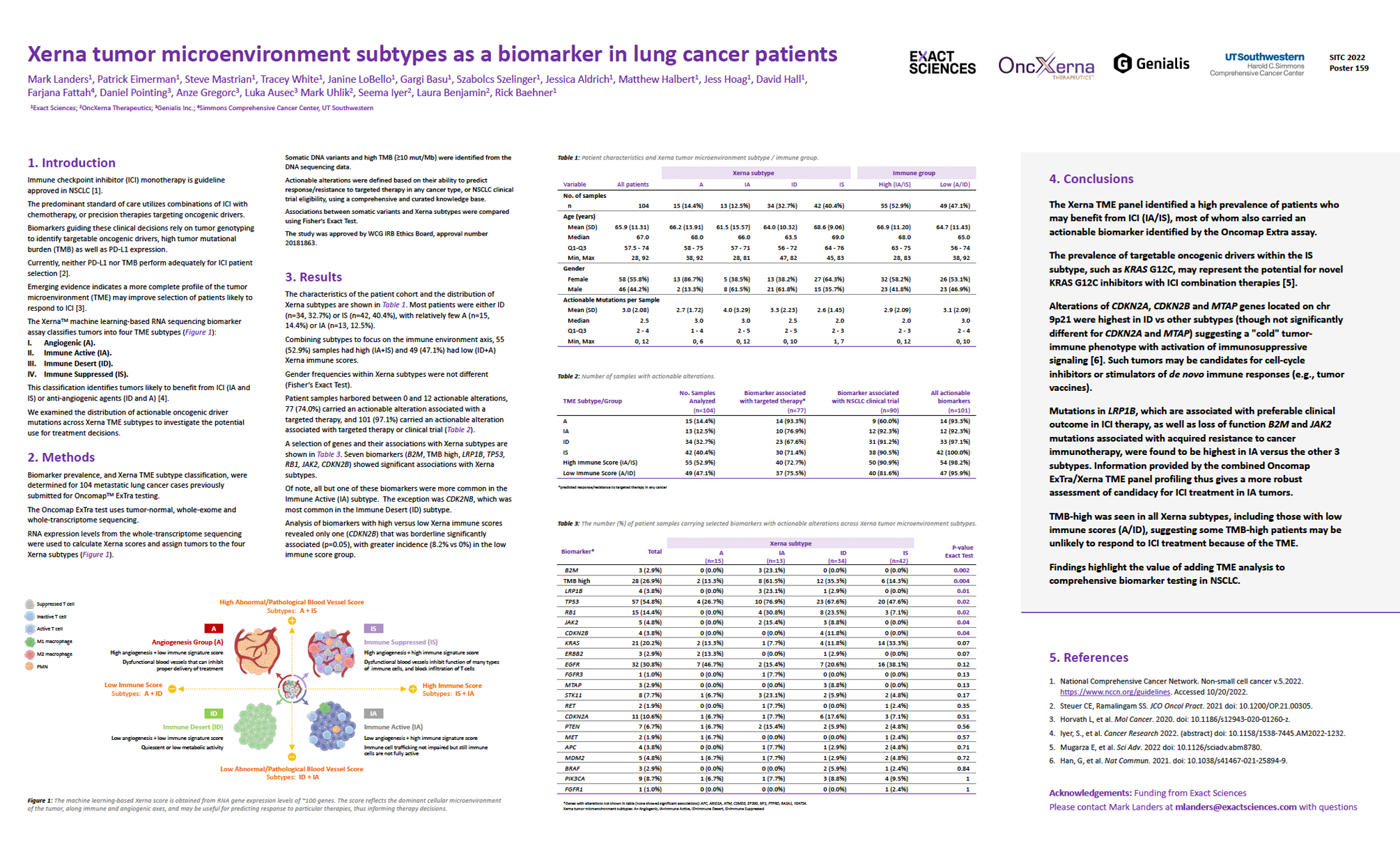 Genialis scientific poster banner: Xerna tumor microenvironment subtypes as a biomarker in lung cancer patients