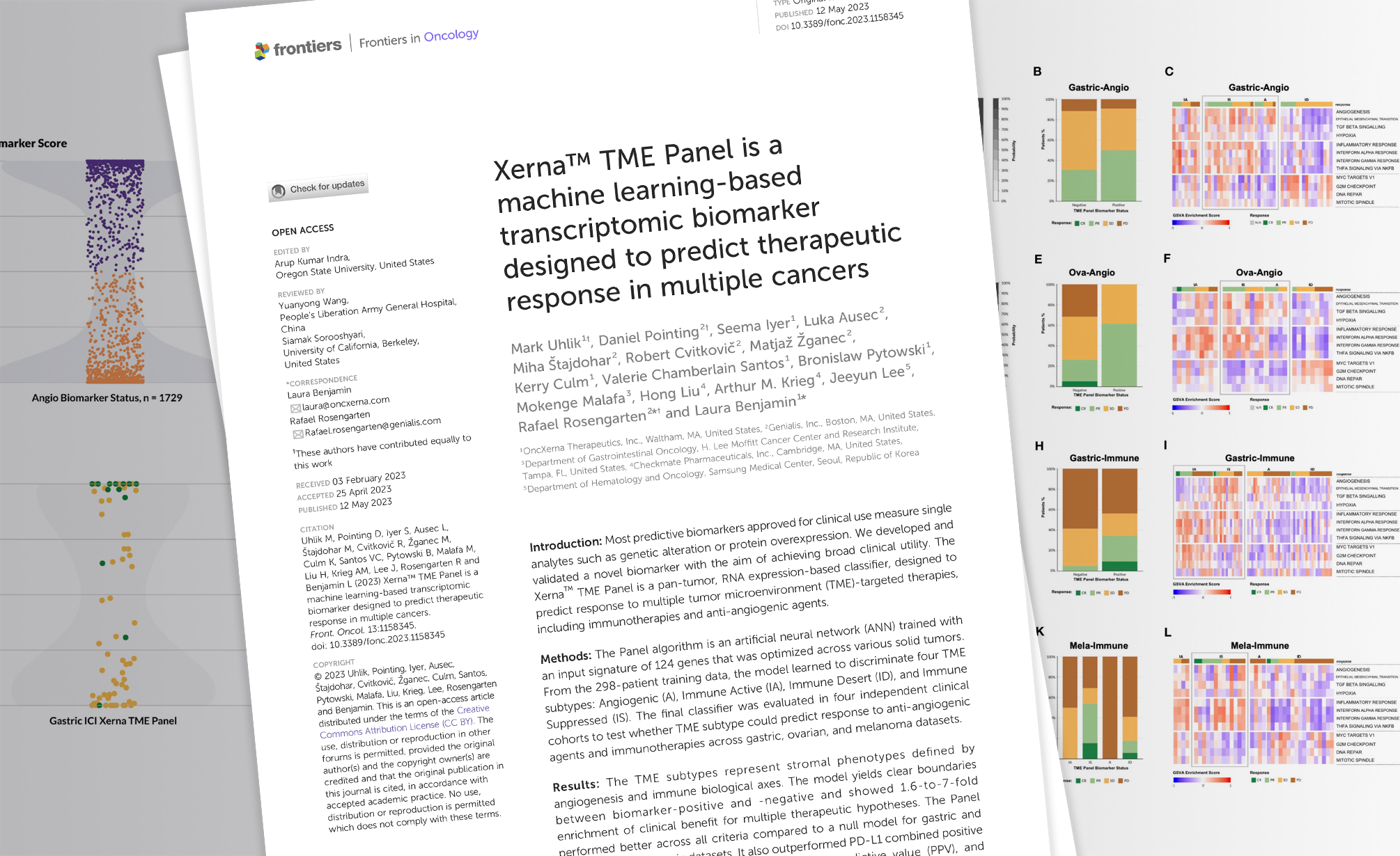 Genialis published paper in Frontiers in Oncology: Xerna TME Panel is a machine learning-based transcriptomic biomarker designed ti predict therapeutic response in multiple cancers