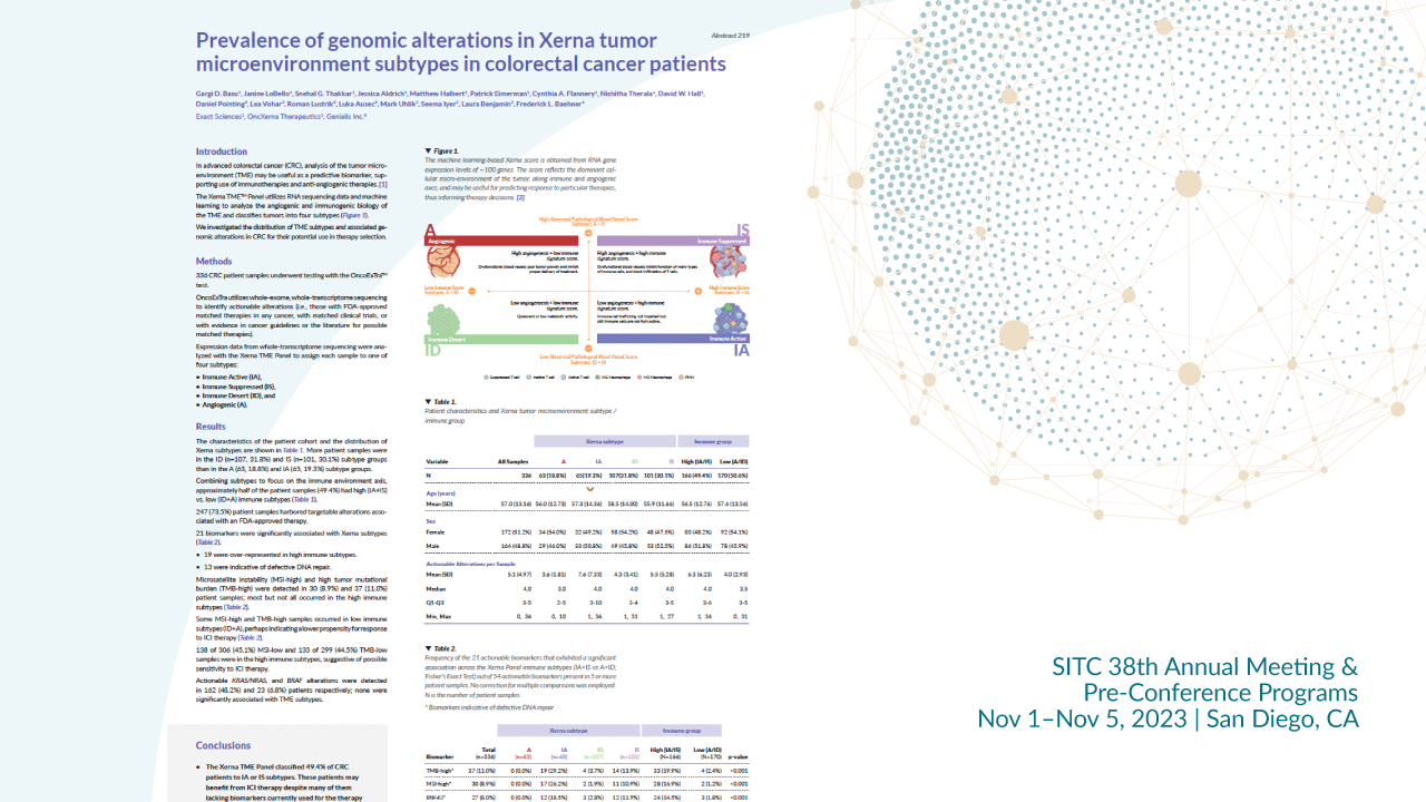 Prevalence of genomic alterations in Xerna tumor microenvironment subtypes in colorectal cancer patients